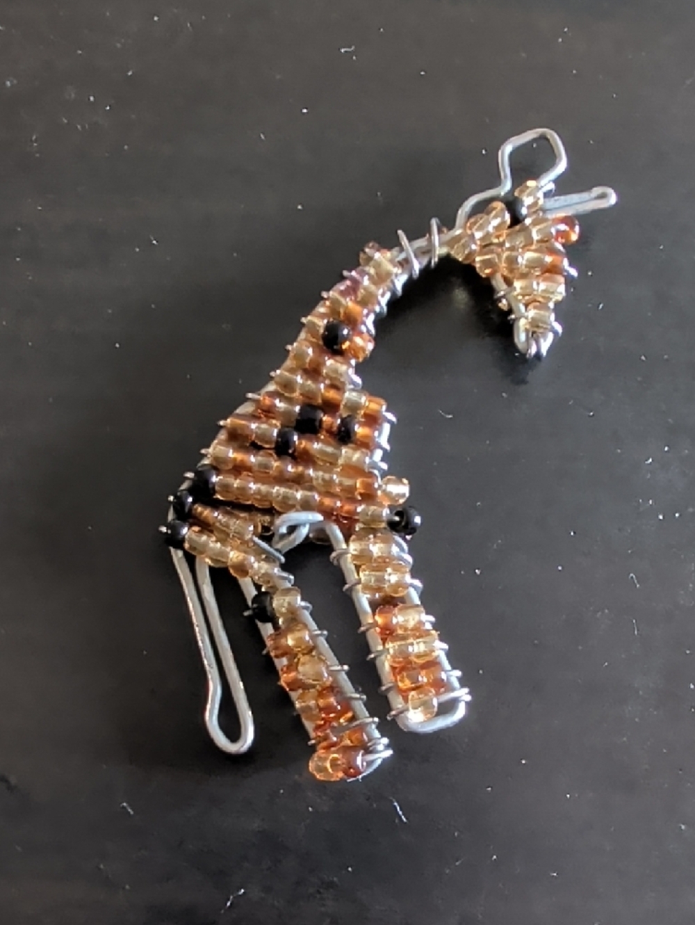 Beaded Giraffe Pendant Necklace Charm - Amber, Gold, Black - Picture 2 of 2